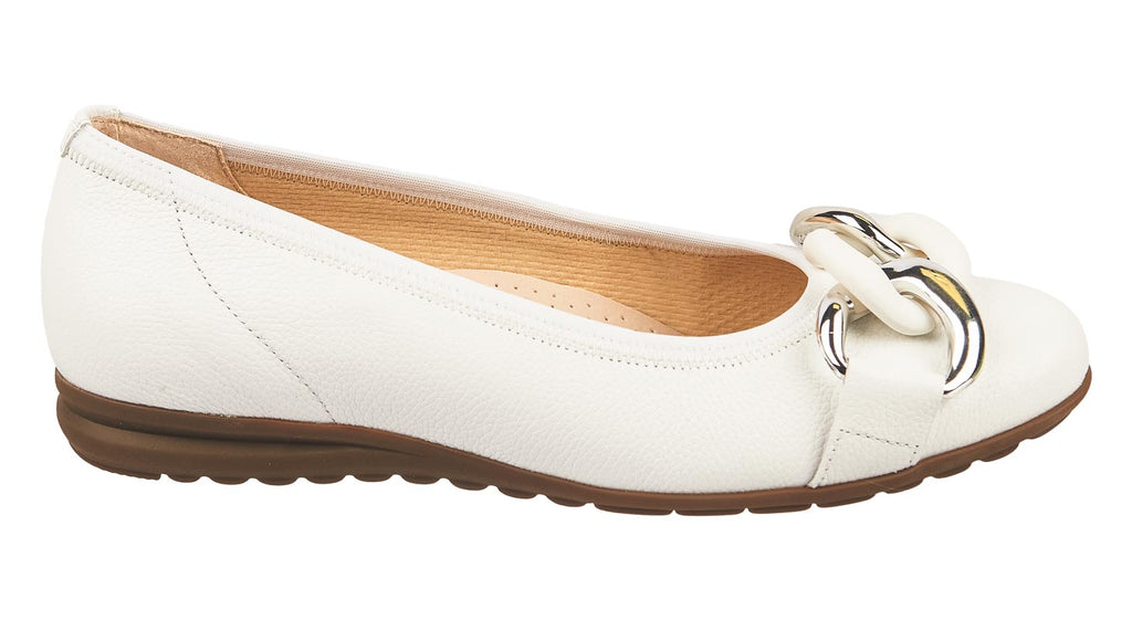 Gabor shoes white leather pumps with metallic trim