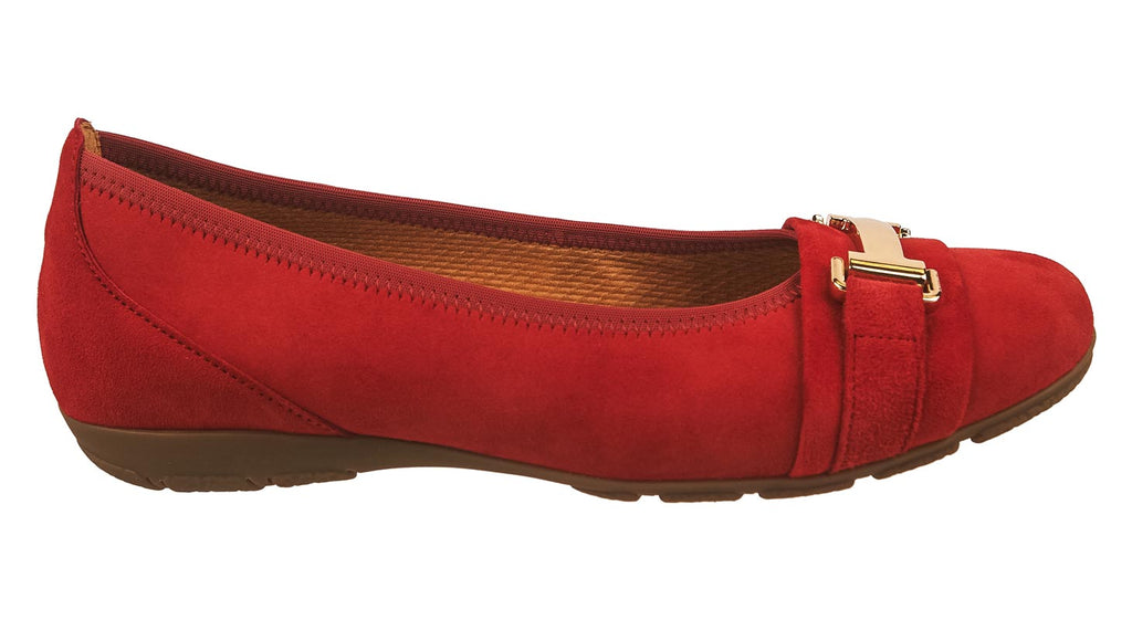 Gabor shoes red suede pumps with gold detail