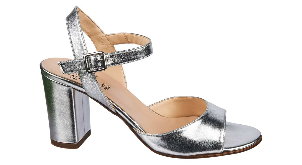 HB ladies heeled sandals in silver leather