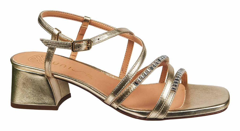 ladies strappy gold leather sandals