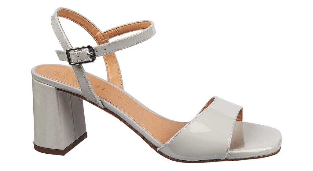 Unisa ladies heeled sandals in grey patent