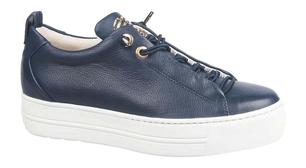 Paul Green navy leather sneakers with gold detail