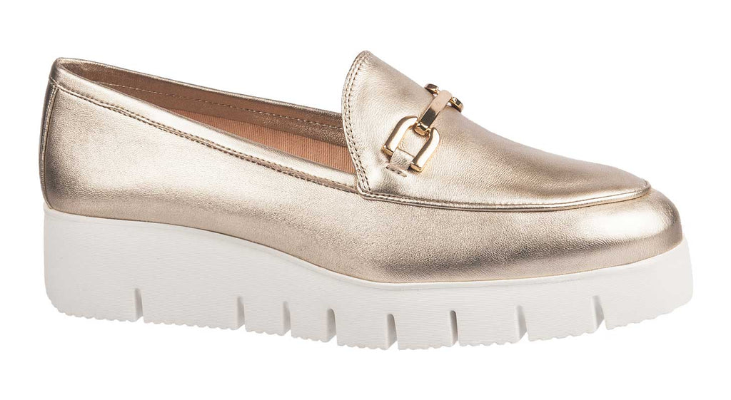 Unisa women's wedge shoes in gold leather