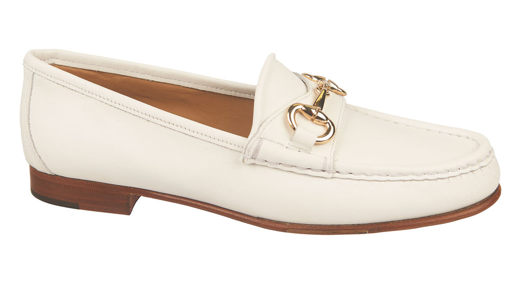 Ladies white soft leather loafers