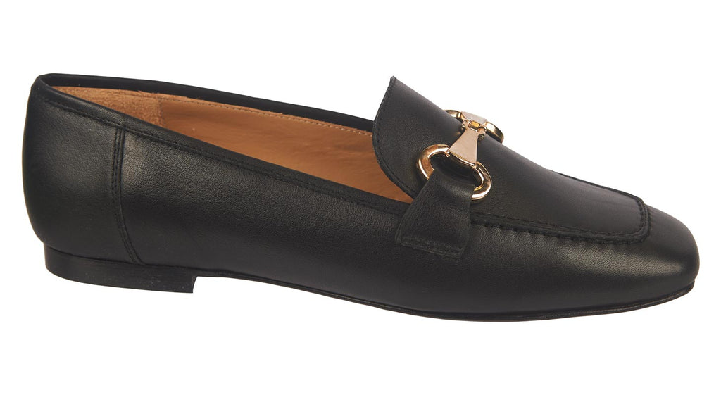 ladies black leather loafers