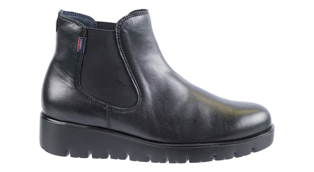 Black leather Chelsea boots.