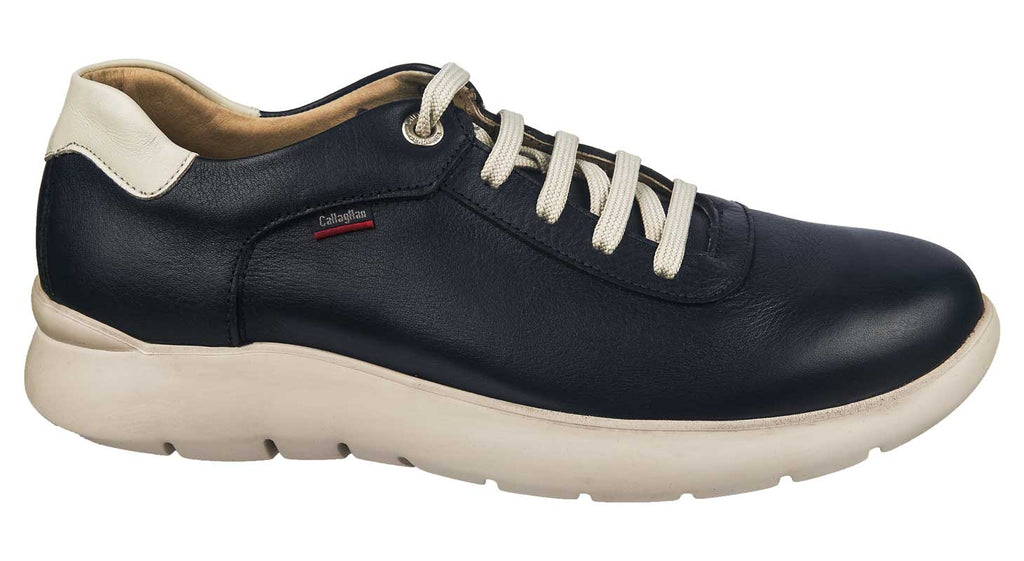 men's casual laced sneakers in navy leather