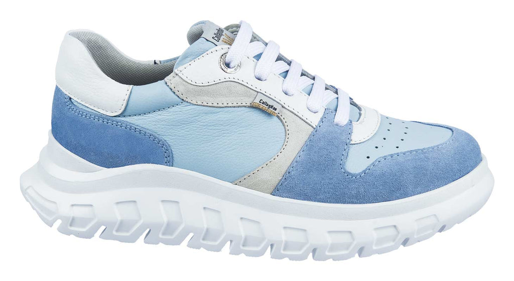 Callaghan women's trainers in pale blue leather and suede