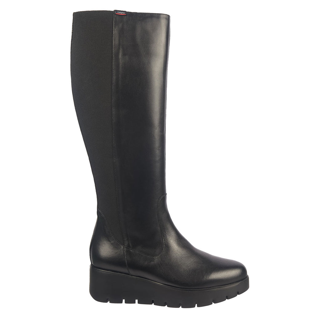 Callaghan ladies tall wedge boots in black leather