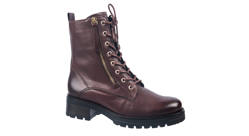 Brown leather laced boots calf length