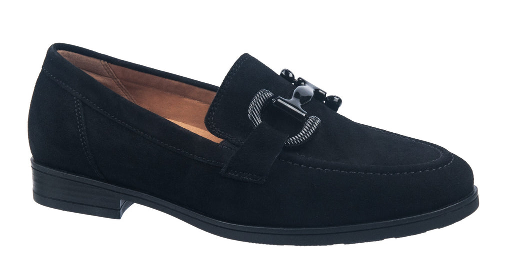 Gabor shoes black suede loafer with black trim