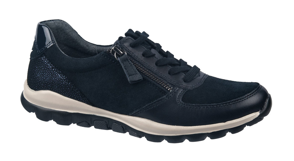 Navy suede leather and patent rollingsoft trainers.&nbsp;