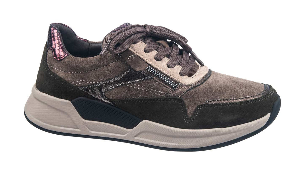 Taupe suede rollingsoft trainers.
