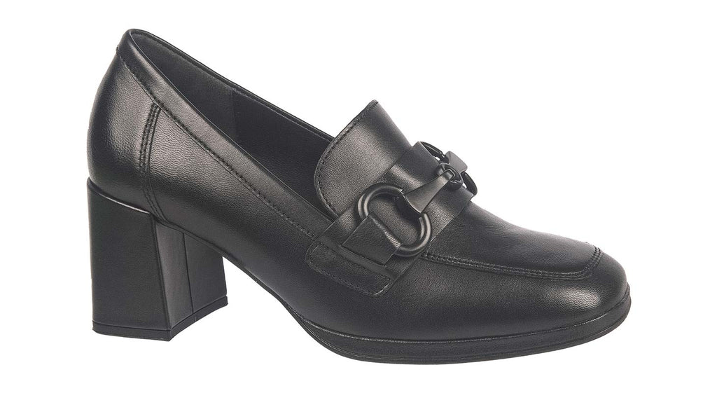 Gabor black leather high heel loafers