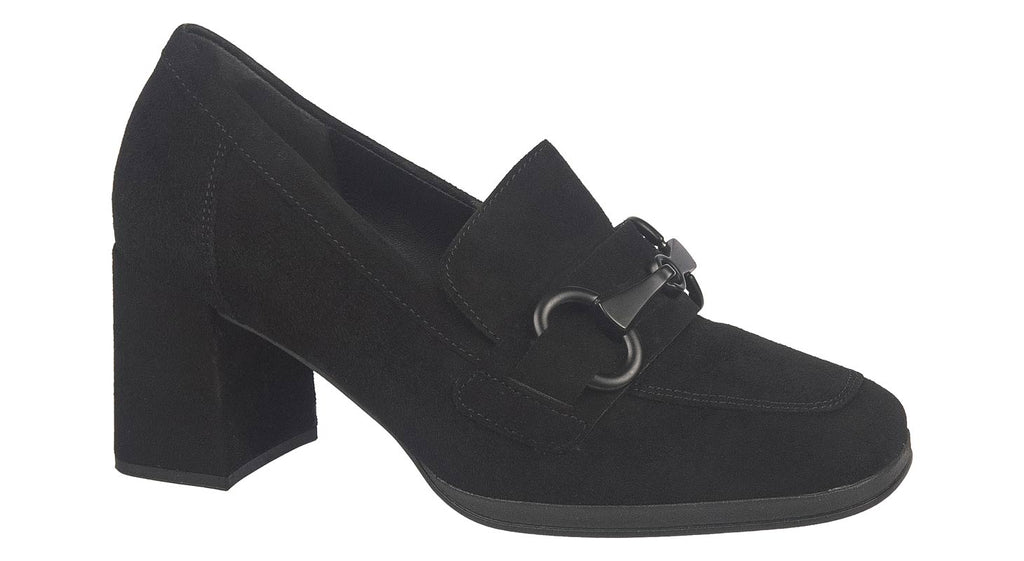 Gabor black suede high heel loafers