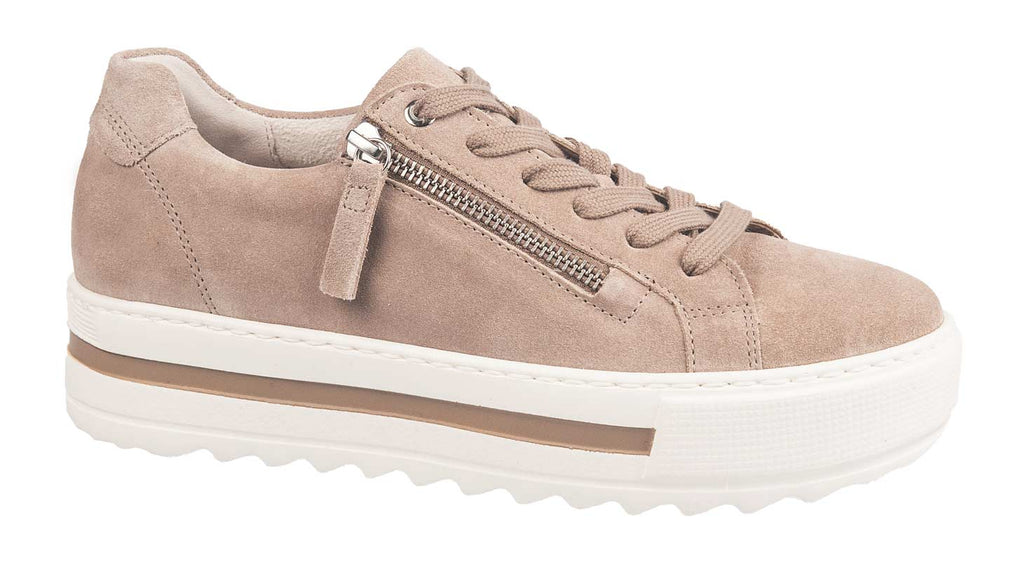 Gabor ladies trainers in taupe suede 