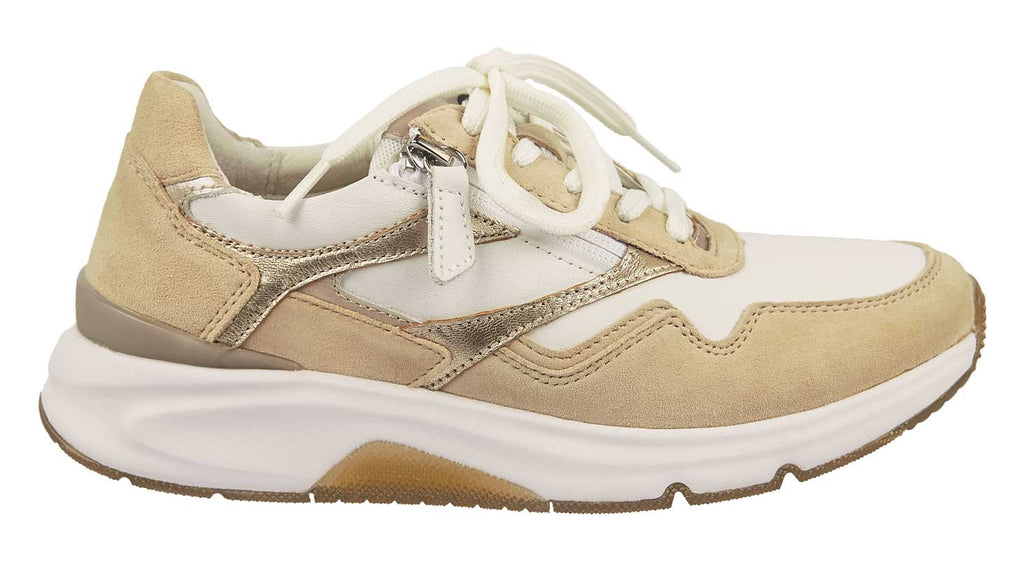 Gabor trainers in beige leather and suede rollingsoft