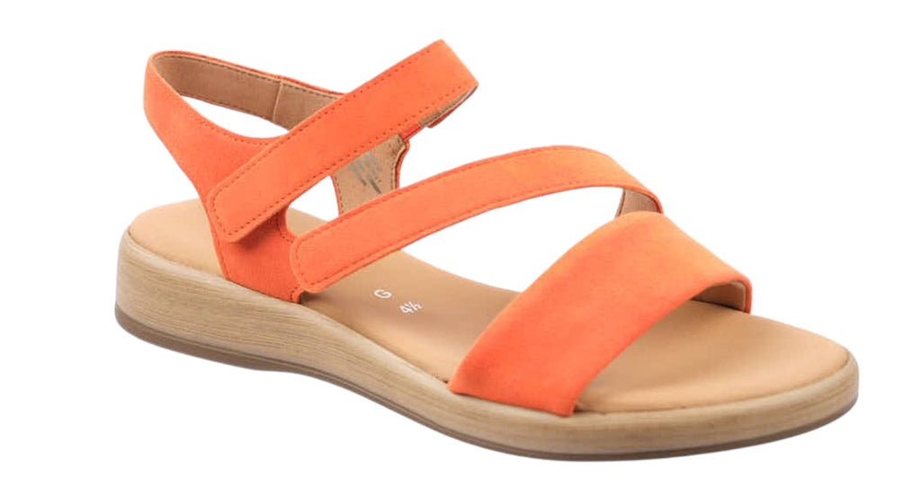 Orange suede flat strappy sandals
