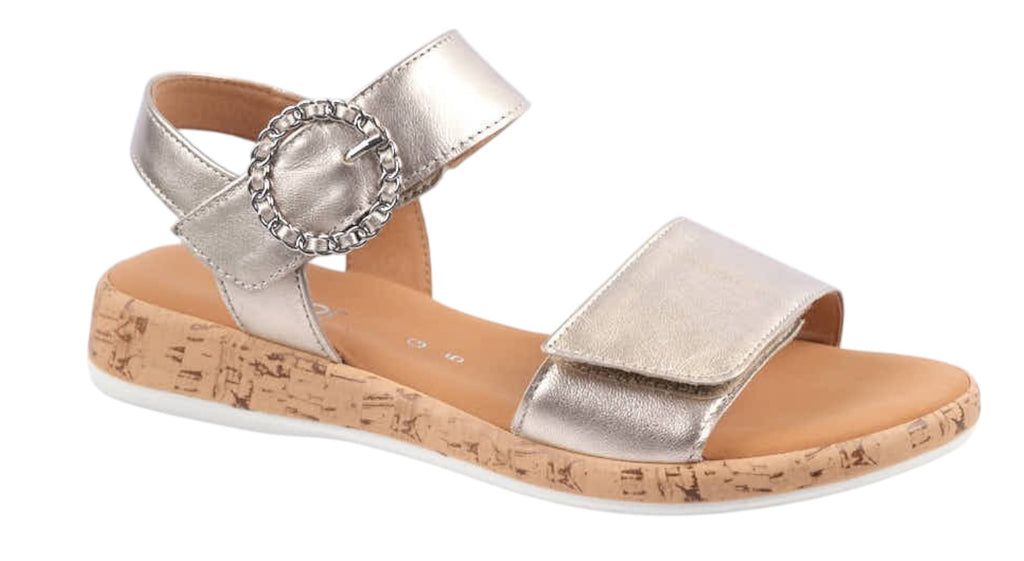 Pale gold leather flat sandal