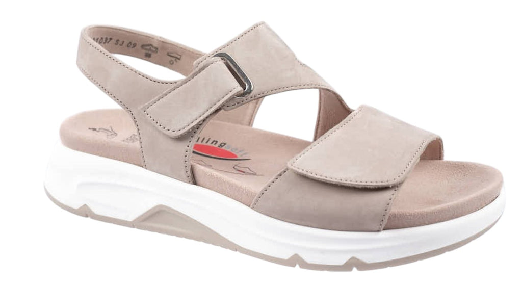 Beige nubuck leather flat sandals
