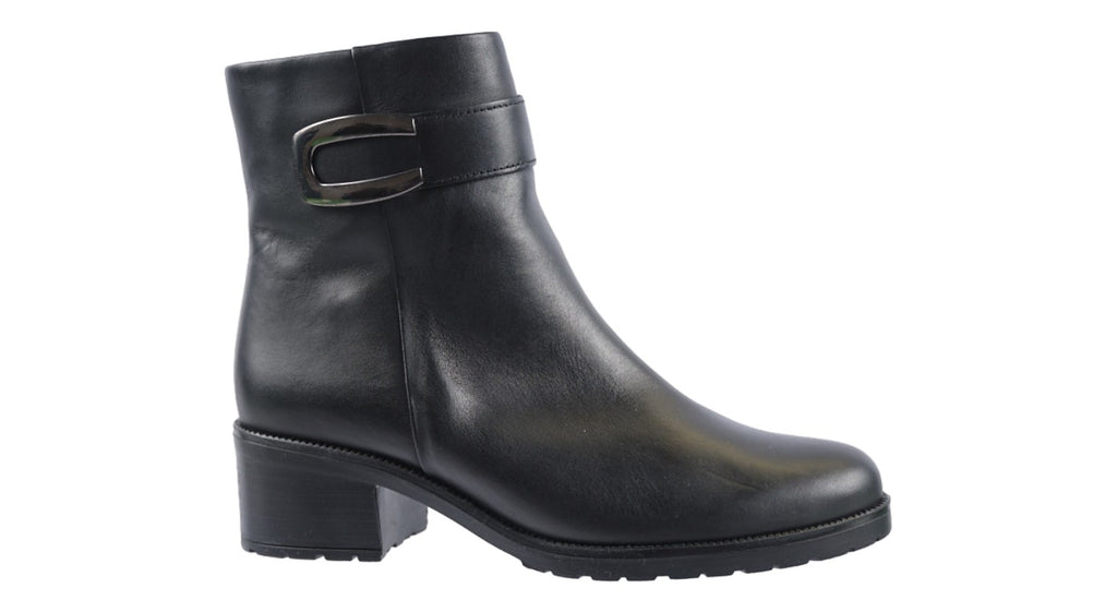 Black soft leather ankle boots. G Fit.