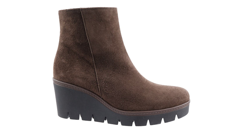 Brown suede wedge ankle boot