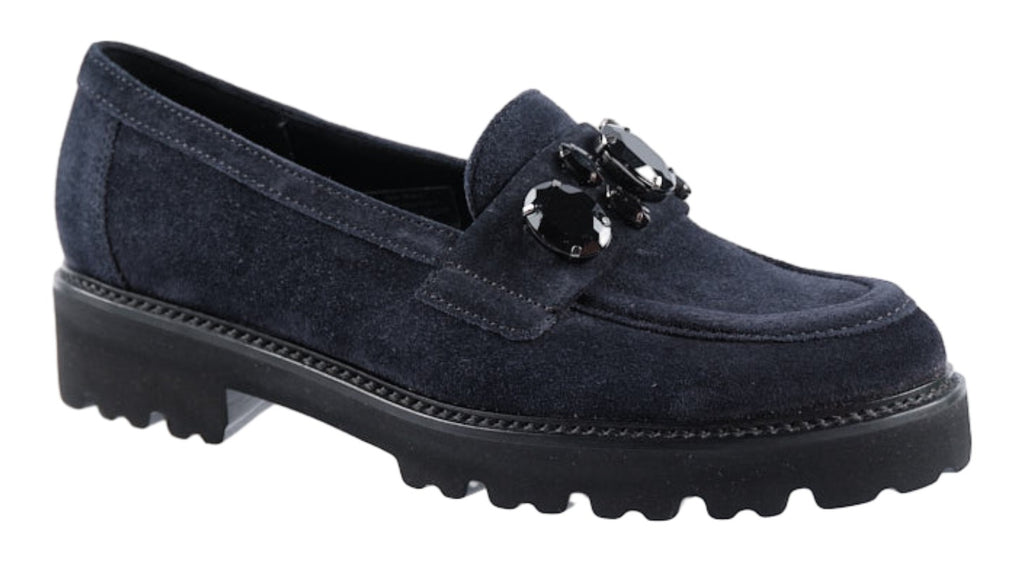 Navy suede loafers