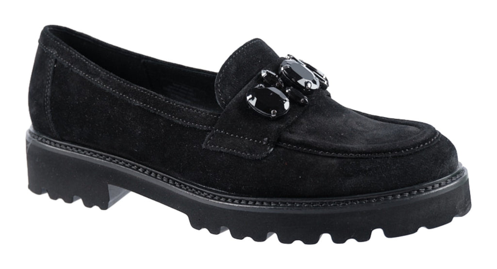 Black suede loafers