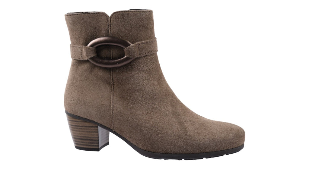 Dark taupe suede mid heeled women's boots