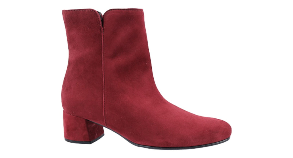 Wine suede ankle boot
