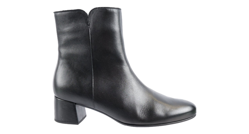 Black soft leather ankle boot