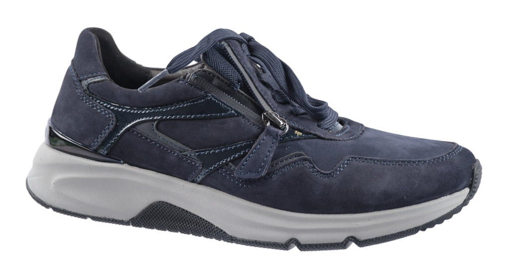 Navy nubuck and leather rollingsoft trainers