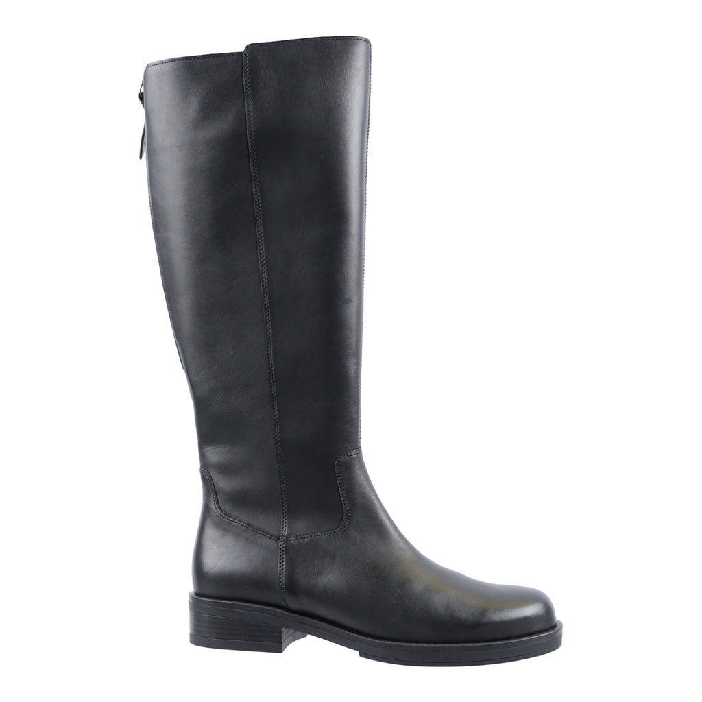 Black leather knee high boots