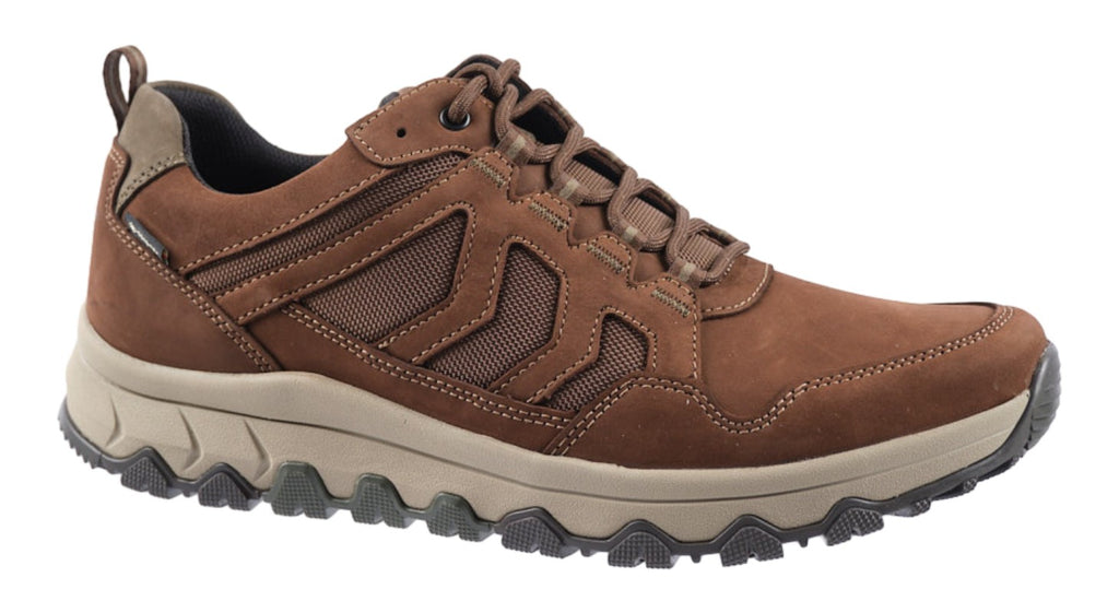 Espresso nubuck leather and mesh sneaker