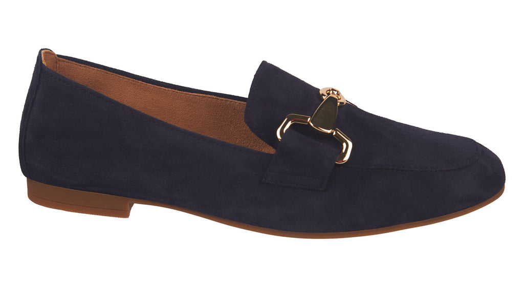 Navy suede women's loafers from Gabor