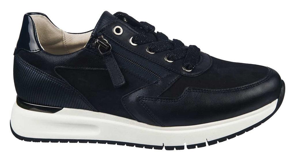Gabor wide fitting navy and suede ladies trainers
