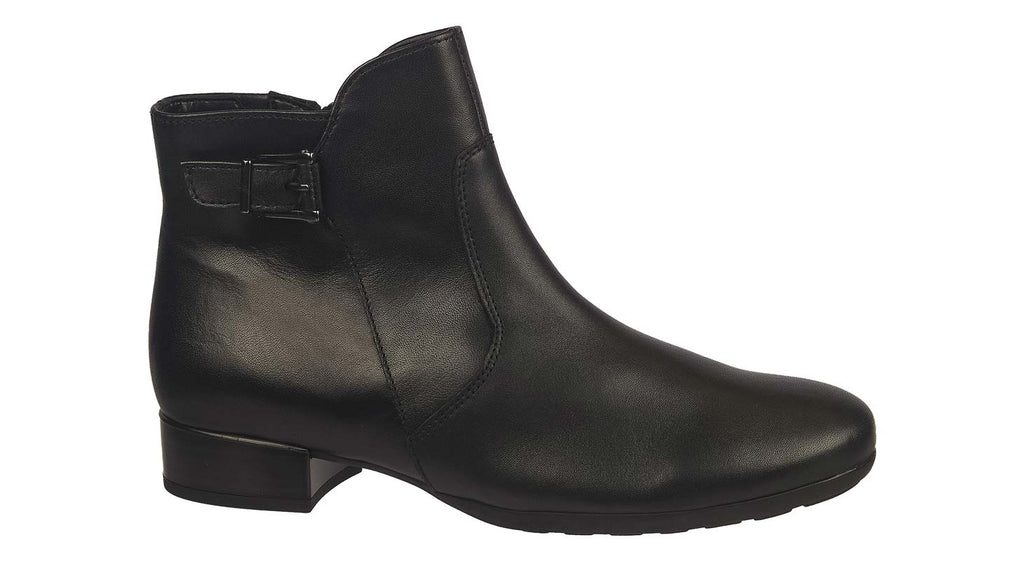 Gabor black leather ankle boots withside buckle