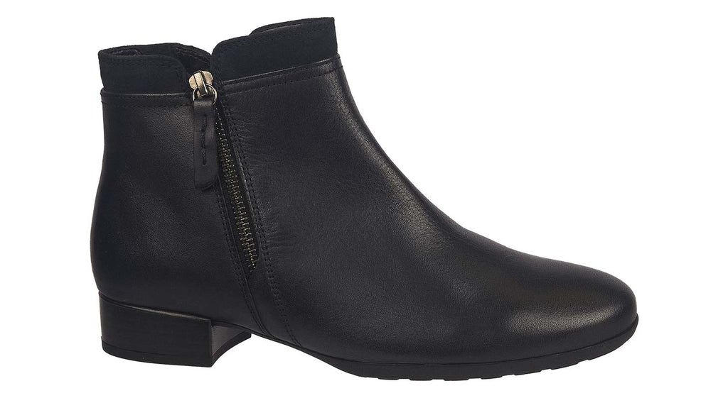 Gabor navy leather short boots with side zip