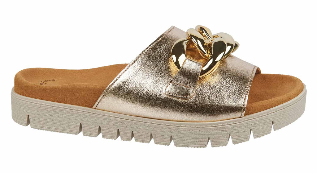 Gabor ladies sandals in metallic gold leather