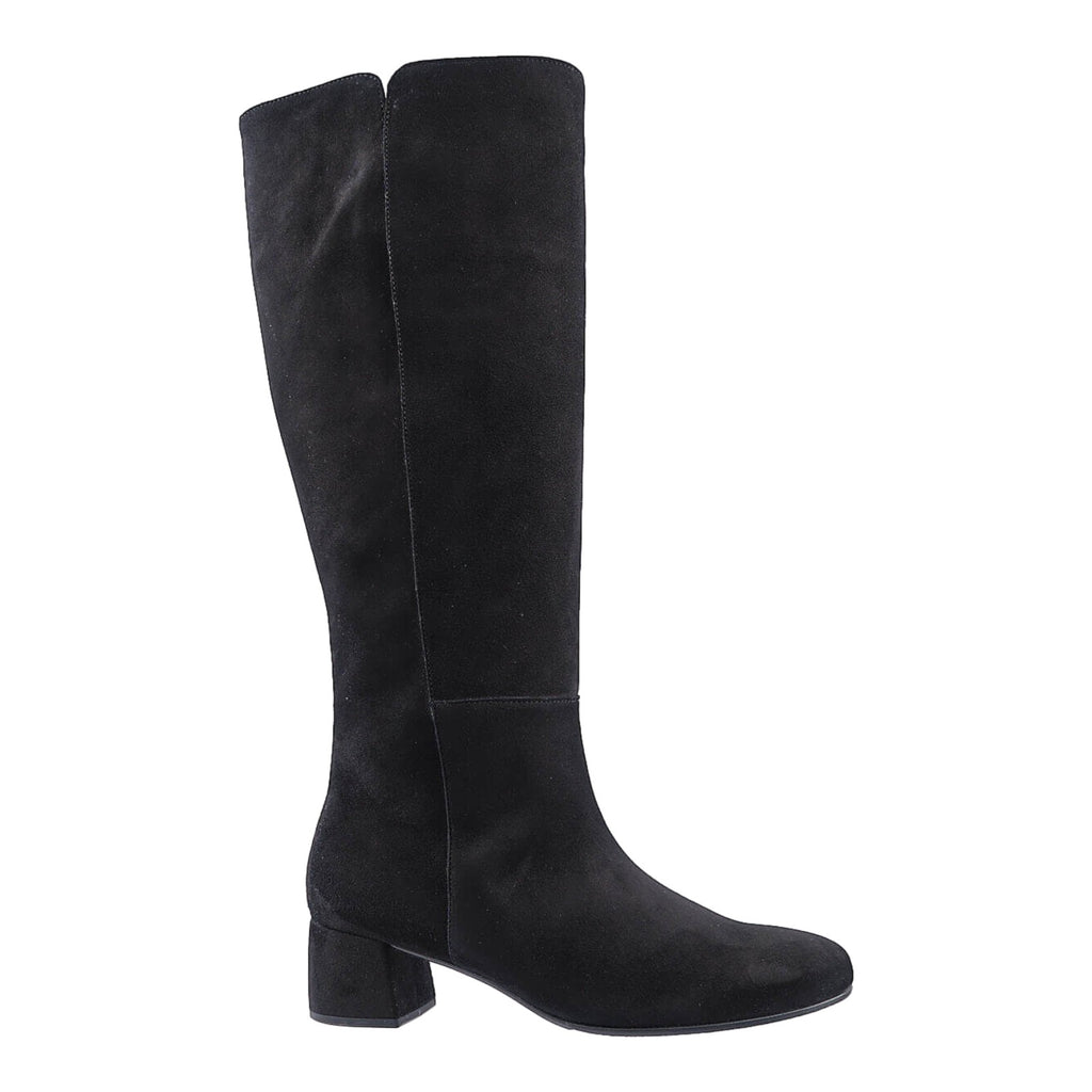 Black suede knee high boots