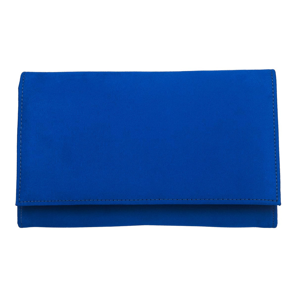 Bright blue suede ladies clutch bag