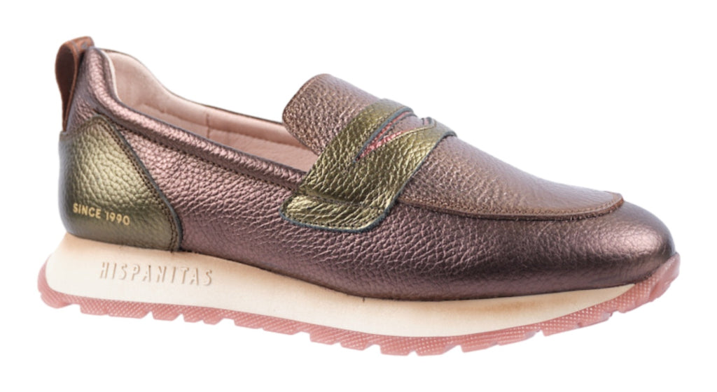 Multi colour metallic leather loafers