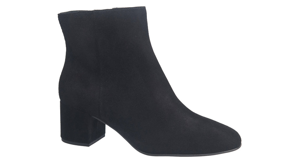 Hogl black suede heeled ankle boot.