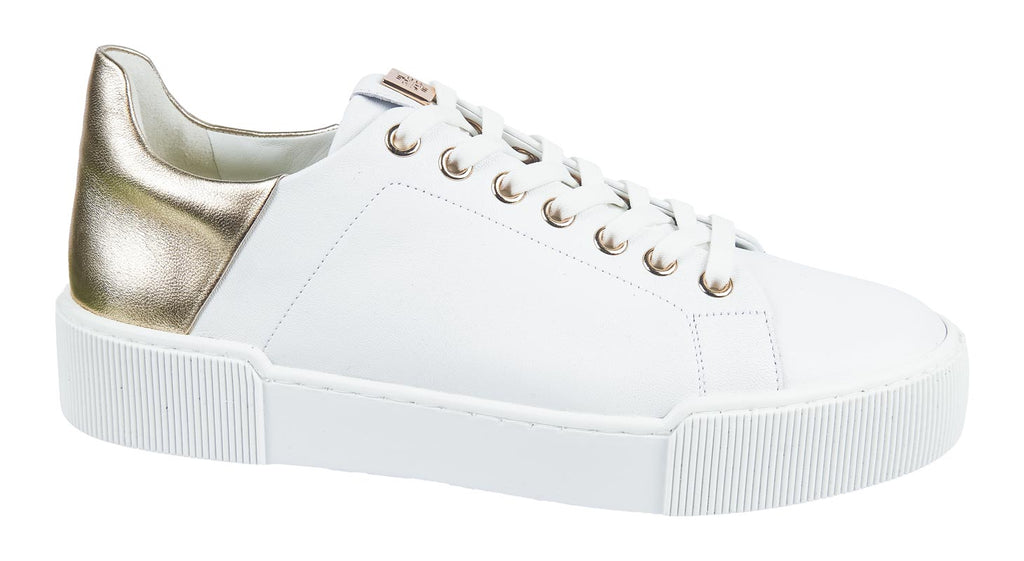 Hogl white and gold leather women's trainers
