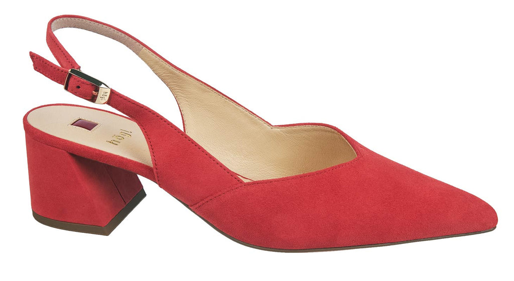 Orange suede slingback heels
