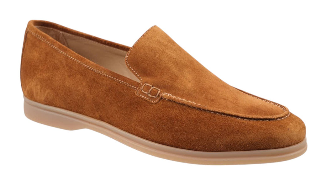 Tan suede men's slip on Italian moccasin