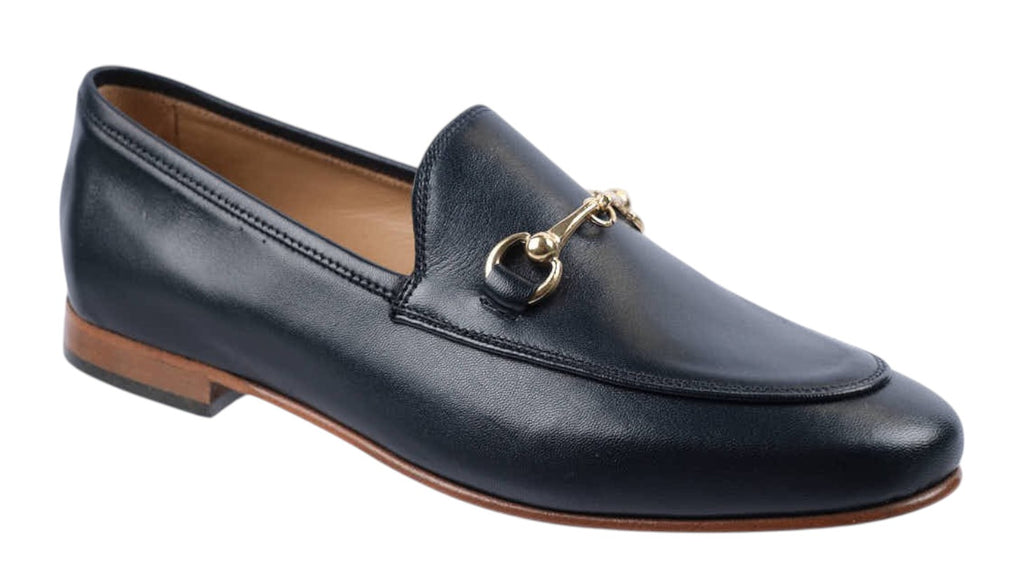 Dark navy soft leather moccasin with trim detailing