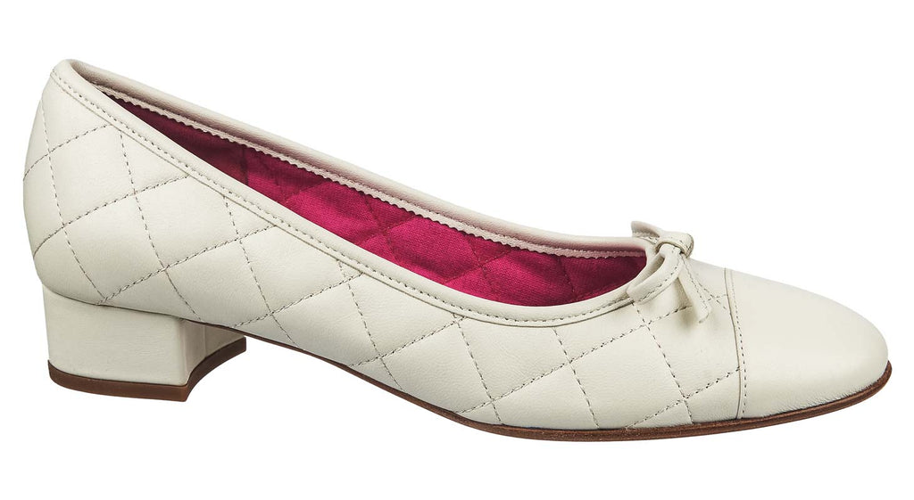 Cream quilted leather pumps from Le Babe shoes