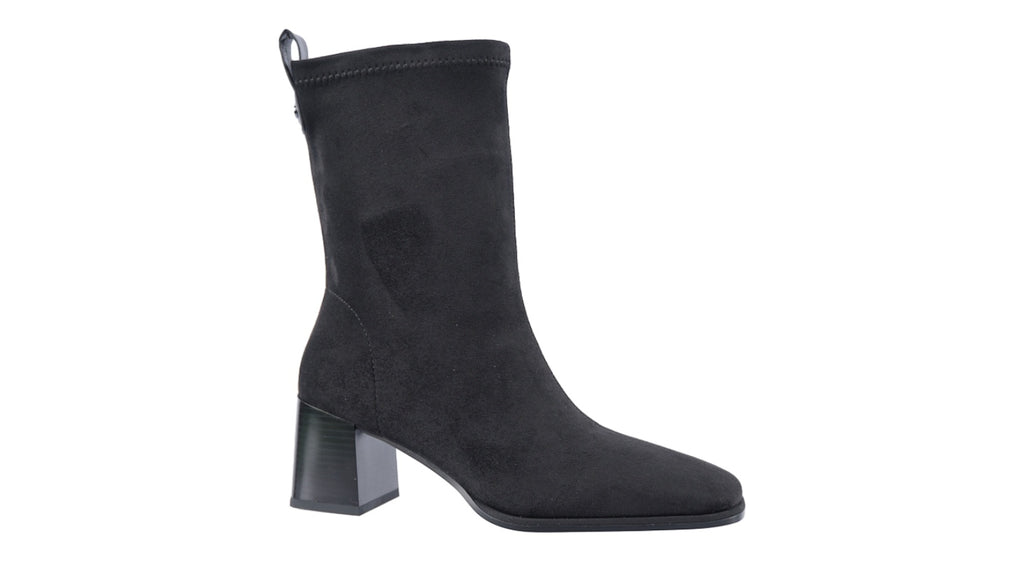 Black suede heeled boots