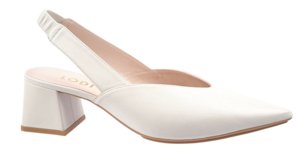 Cream leather slingback with 55mm heel